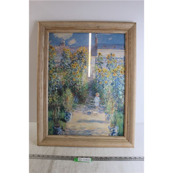 Girl and Flowers Framed Print - 22" x 28"