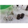 Image 2 : Green Glitter Plastic Bowl, (12) Salt and Pepper Shakers - Ice Cream Cones, Birds, Cat