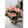 Image 2 : (3) Watering Cans with Silk Flowers, (3) Fruit-Related Decorations