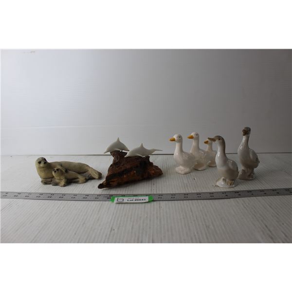 Assorted Figurines - Ducks, Seals, Dolphins