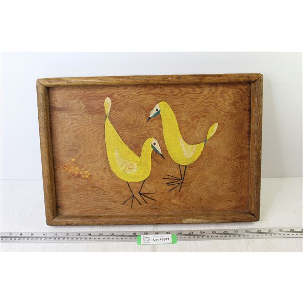 Vintage Hand Painted Wooden Tray