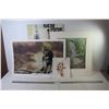 Image 1 : New York Print on Canvas - Signed Painting of Tree Stump - Wolf Courage Print - (5) Flower Prints