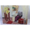 Image 3 : (2) Abstract Paintings on Wood Paneling (18" x 22") (15 1/2" x 22 1/2")