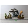 Image 1 : (3) Figurines - Dolphins, Child, Turtles