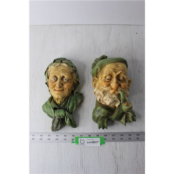 (2) Devonware Chalkware Heads