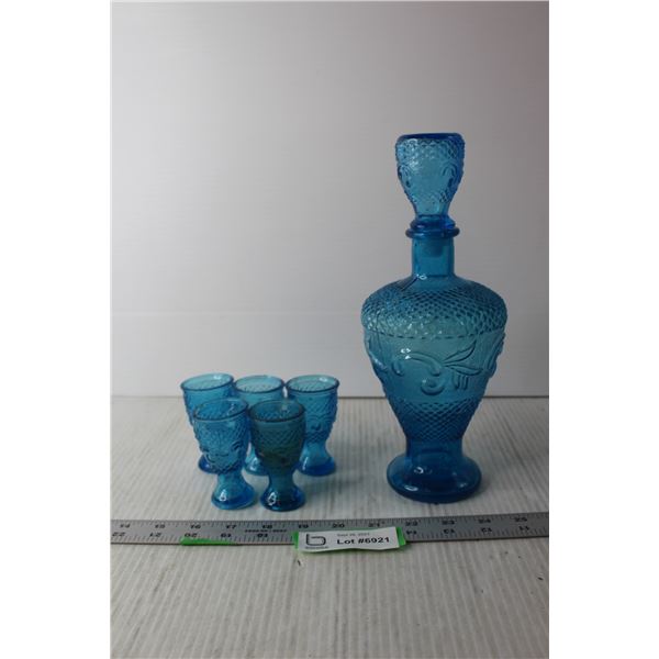 Blue Glass Decanter Set