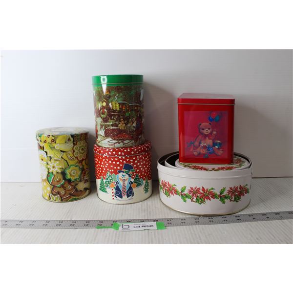 (5) Christmas Stacking Tins