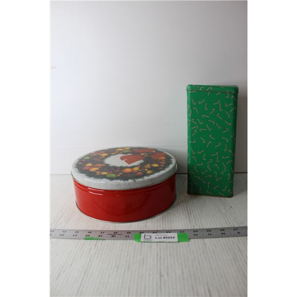 (2) Stacking Christmas Tins