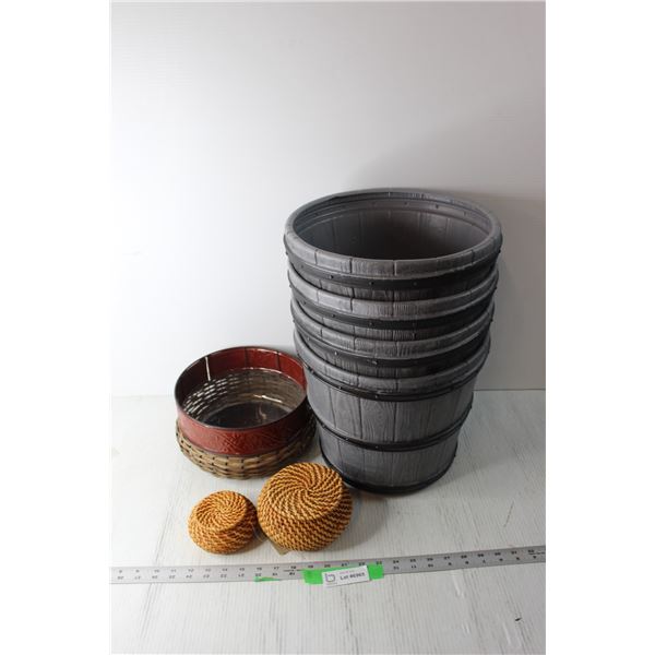 (4) Plastic Buckets and Misc. Bowls