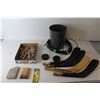 Image 1 : Wood Drill Bits, Drill Bits, Hockey Stick Ends, Garbage Can, (2) Hockey Pucks, Misc. Wire