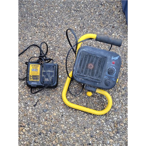 PORTABLE HEATER AND DEWALT BATTERY CHARGER