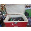 Image 1 : Vintage Metal Cooler w/Tampa Bay Storage Box & Flashlights