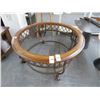 Image 1 : Tommy Bahama Style Palm Motif Iron Base Round Coffee Table (Missing Glass)