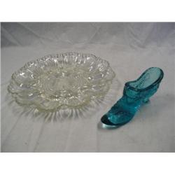 Deviled Egg Tray & Blue Glass Slipper