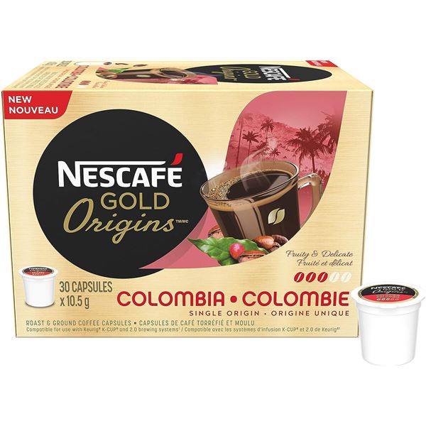 NEW BOX OF 30 NESCAFE GOLD COLUMBIA KEURIG COFFEE