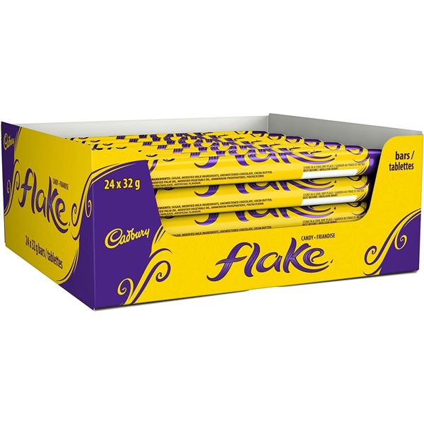 NEW CASE OF 24 CADBURY FLAKE CANDY BARS - 32G PER