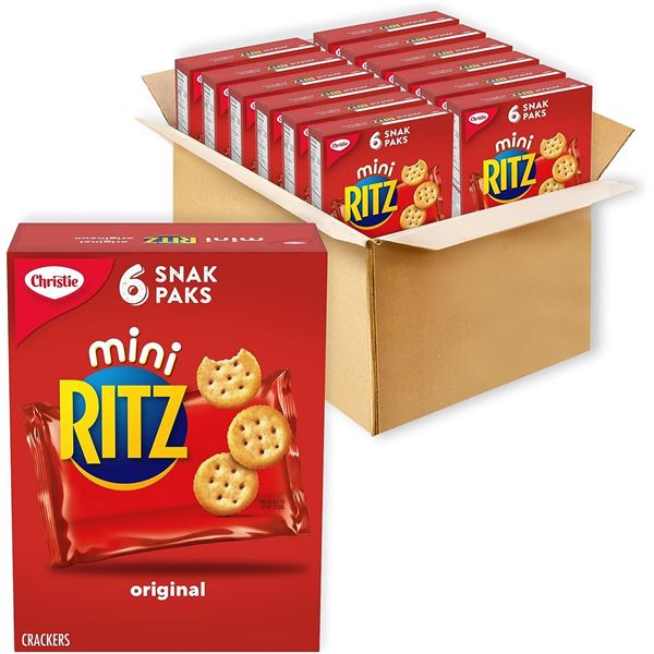 NEW CASE OF 12 BOXES OF MINI RITZ SNAK PAKS