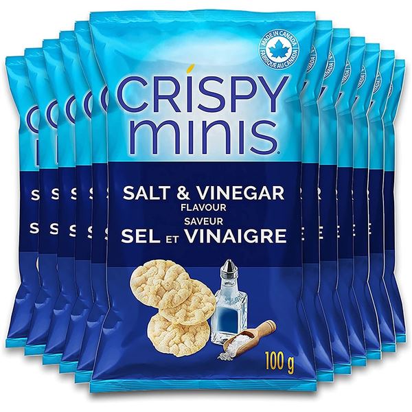 NEW CASE OF 12 CRISPY MINIS SALT & VINEGAR FLAVOUR