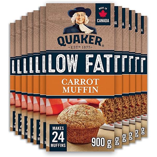 NEW CASE OF 12 QUAKER LOW FAT CARROT MUFFIN MIX