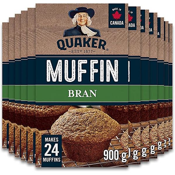 NEW CASE OF 12 QUAKER BRAN MUFFIN MIX - 900G PER