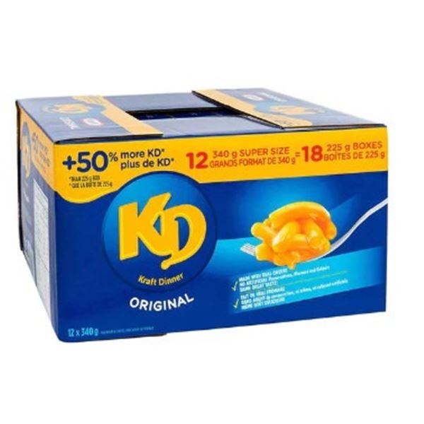 NEW CASE OF 12 KRAFT DINNER ORIGINAL WITH 50% MORE