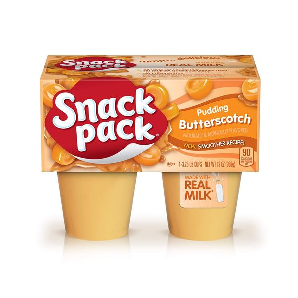 NEW CASE OF 12 PACKS OF SNACK PACKS BUTTERSCOTCH