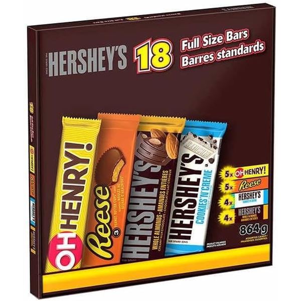 NEW BOX OF 18 MIXED HERSHEY'S CHOCOLATE BARS -FULL