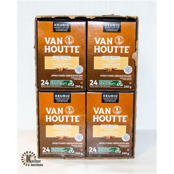 NEW CASE OF 4 BOXES OF 24 VAN HOUTTE KEURIG VANILA