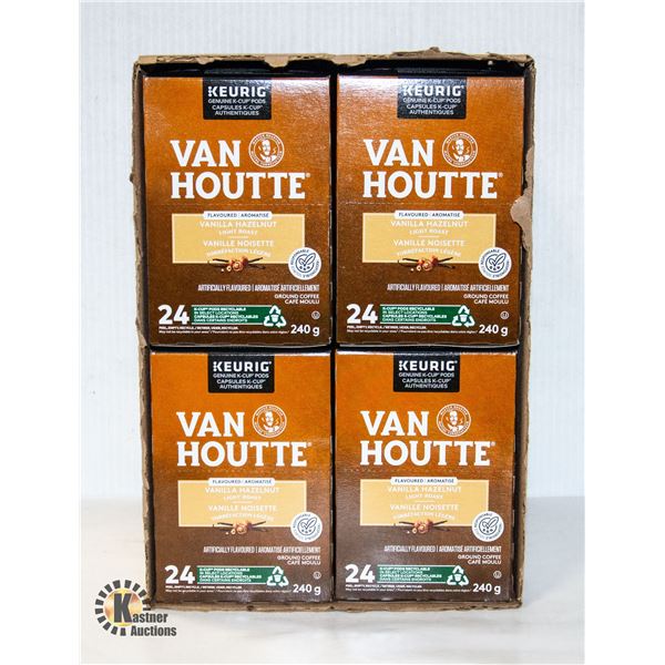 NEW CASE OF 4 BOXES OF 24 VAN HOUTTE KEURIG VANILA