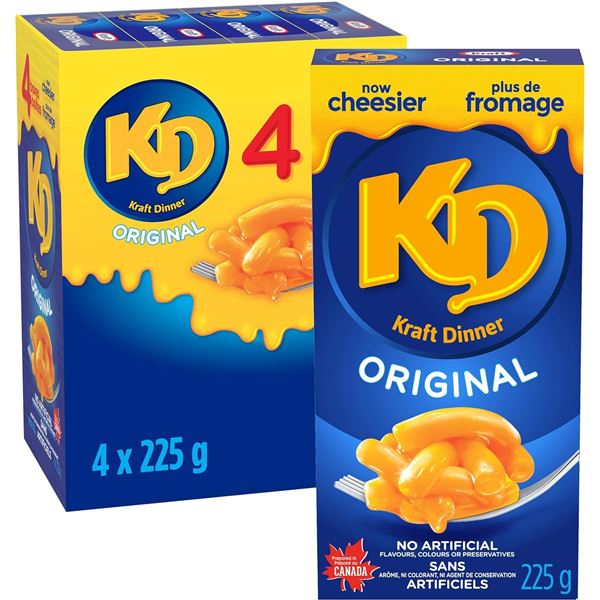 NEW 4-PACK OF KRAFT DINNER ORIGINAL - 225G PER BOX