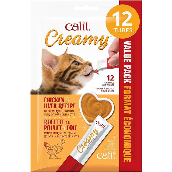 NEW 4 BAGS CATIT CREAMY CHICKEN AND LIVER 12 PACKS