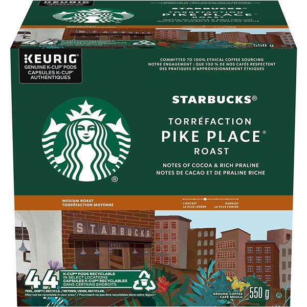 NEW CASE OF 44 STARBUCKS PIKE PLACE KEURIG K PODS