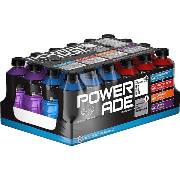 CASE WITH 24 591ML BOTTLES OF ASSORTED POWER ADE