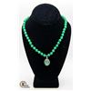 Image 1 : #289-NATURAL GREEN JADEITE NECKLACE  PENDANT 17"