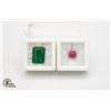 Image 1 : #216-RED RUBY3.70CT ,GEEN EMERALD  10.25CTGEMSTONE