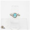 Image 1 : #268-5X7 OVAL BLUE CUBIC ZIRCONIA WITH CLEAR