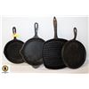 4 CAST IRON PANS