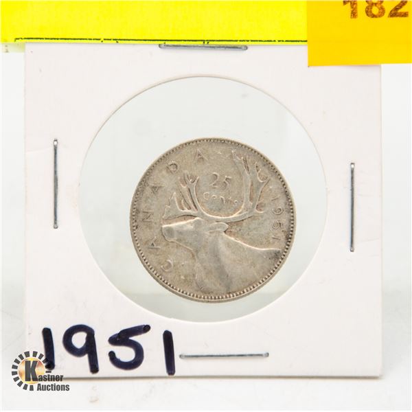 1951 CANADIAN QUARTER SILVER
