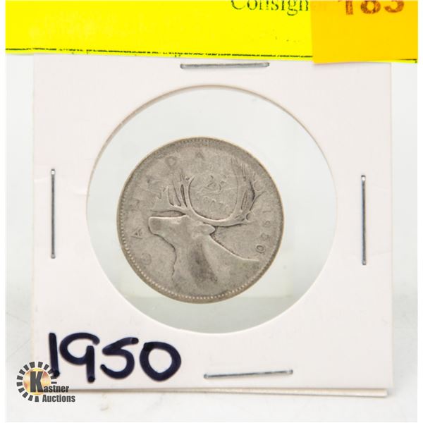 1950 CANADIAN QUARTER SILVER