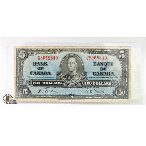 1937 CANADA FIVE DOLLAR NOTE