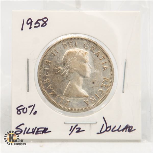 1958 80% SILVER HALF DOLLAR