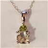 JP1013-304 SILVER AQUAMARINE PERIDOT NECKLACE