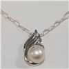 JP1013-301 SILVER FRESHWATER PEARL CZ NECKLACE