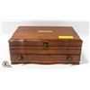 WOOD JEWELLERY BOX WITH DRAWER FULL OF