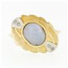 Image 4 : Vintage 14K Gold 6.85 ctw Oval Cabochon Gray Star Sapphire & Diamond Cocktail Ri