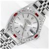 Image 2 : Rolex Ladies Quickset Silver Index Diamond Lugs & Ruby Datejust Wristwatch