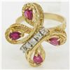 Image 2 : Vintage Detailed 14k Yellow Gold 1.35 ctw Pear Ruby Round Diamond Open Butterfly