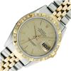 Image 1 : Rolex Mens 2T Datejust Champagne Linen Index Dial With Diamond Bezel