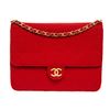 Image 1 : Chanel Red Quilted Fabric Single Flap Bag