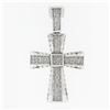 Image 1 : Men's Large 14k White Gold 11.28 ctw Invisible Set Princess Diamond Cross Pendan